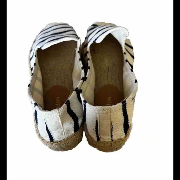 Soludos Womens Espadrille Classic Stripe Smoking Slipper White/Black Size 8 - Picture 3 of 8